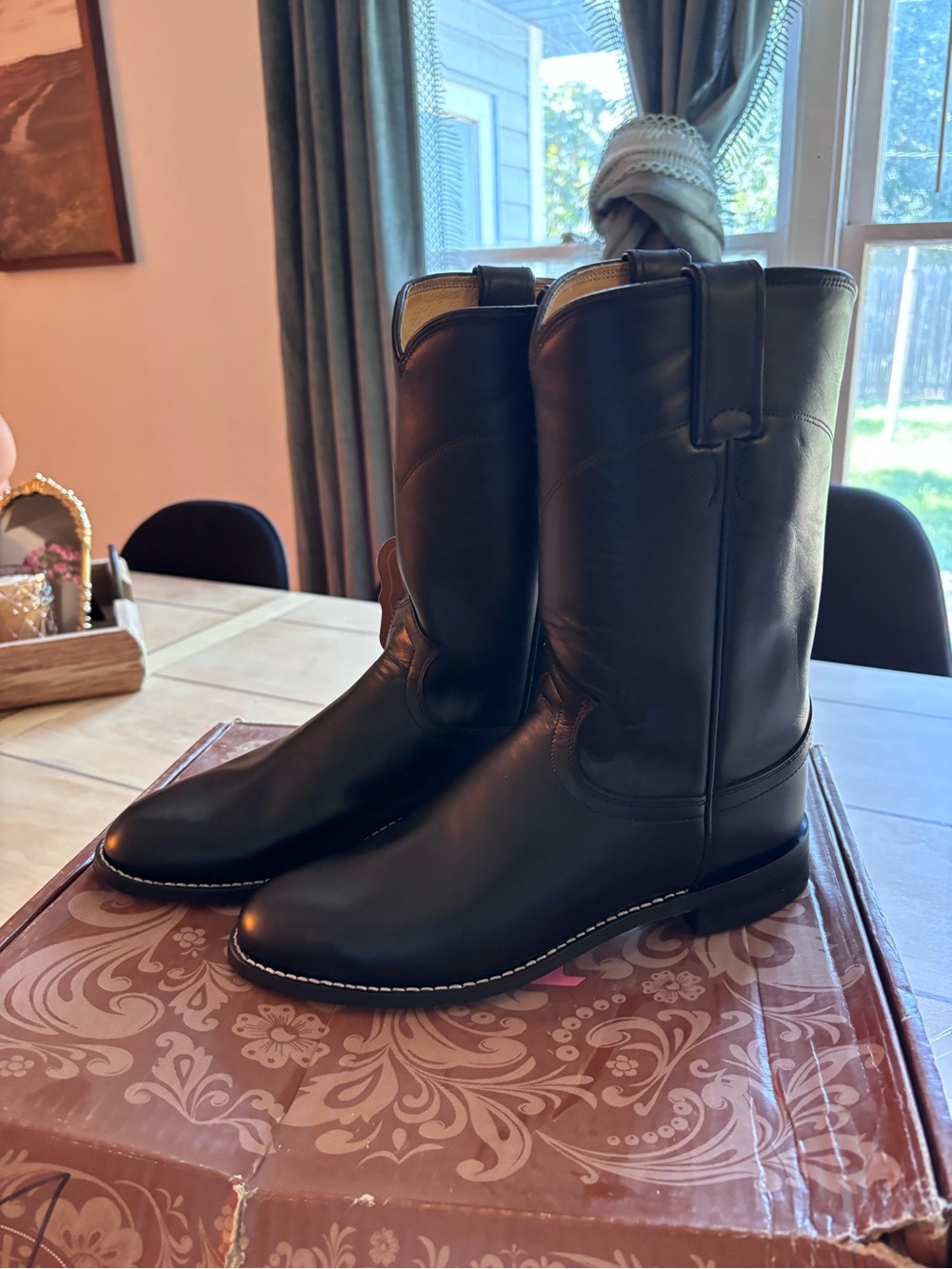 Justin Boots Black Leather Women's